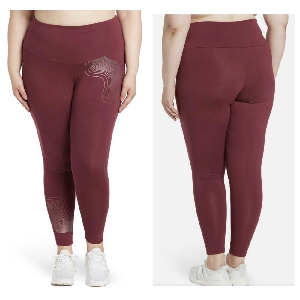adidas Women’s Plus Size Holiday Graphic Leggings Victory Crimson Color Size 1X